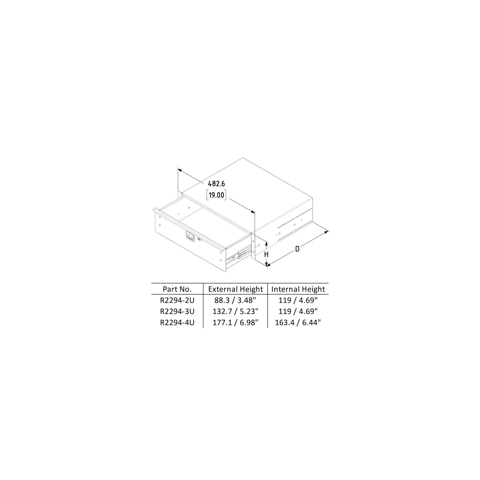 3u 19 Lightweight Aluminium Rack Drawer